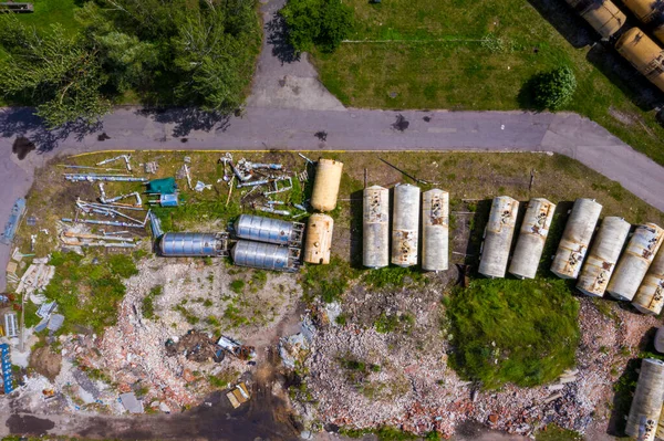 Riga Latvia July 2020 Top Aerial View Cargo Trains Aerial — Stock Photo, Image