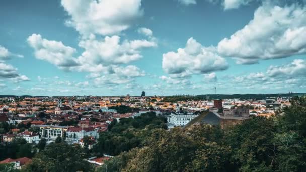 Bellissimo Panorama Estivo Timelapse Del Centro Storico Vilnius Con Grandi — Video Stock