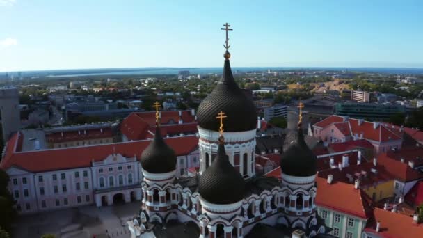 Russe Orthodoxe Alexander Nevsky Cathédrale Milieu Vieille Ville Tallinns Estonie — Video