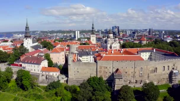 Tallinn Centro Storico Aerea Con Gli Edifici Bel Cielo Una — Video Stock