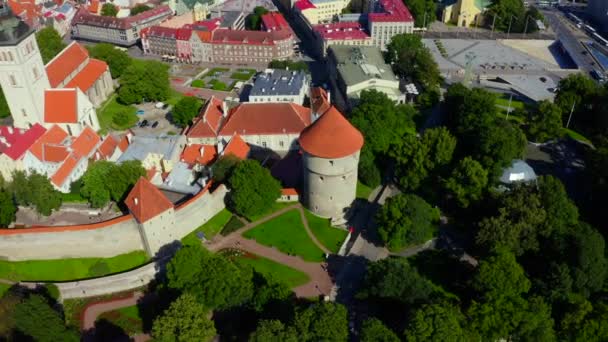 Tallinn Centro Storico Aerea Con Gli Edifici Bel Cielo Una — Video Stock