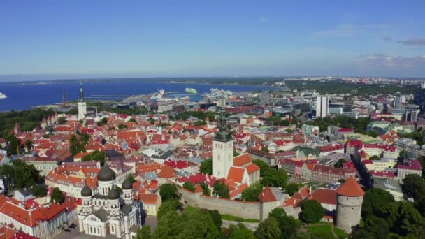 Tallinn Centro Storico Aerea Con Gli Edifici Bel Cielo Una — Video Stock