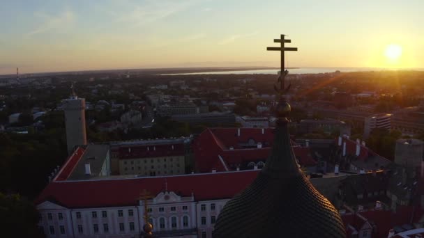 Tallinn Estonya Nın Tarihi Silueti Alacakaranlıkta Tallinn Güzel Bir Akşam — Stok video