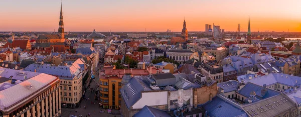 Gyönyörű Légi Panoráma Riga Központjában Vansu Híd Felett Daugava Folyó — Stock Fotó