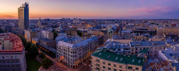 Riga Latvia 2020 Aerial View Pedestrian Terbatas Street 땅거미가질 라트비아 — 스톡 사진