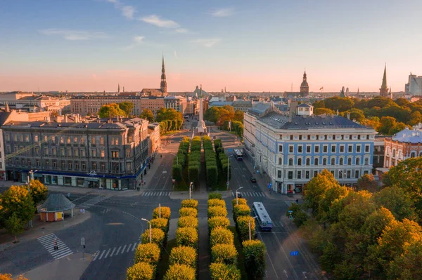 Riga Lettonie Jule 2020 Vue Aérienne Monument Liberté Milda Avec — Photo