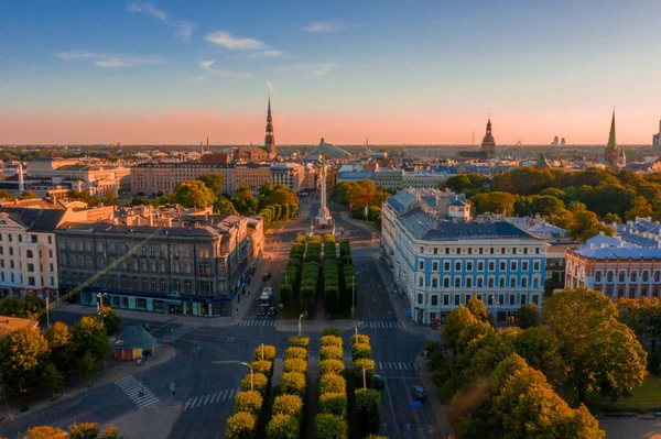 Ryga Łotwa Lipiec 2020 Widok Lotu Ptaka Pomnik Wolności Milda — Zdjęcie stockowe