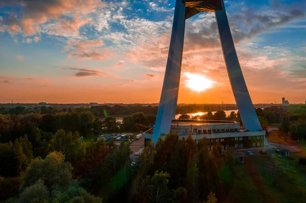 Toller Sonnenuntergang Mit Blick Auf Riga Radio Und Fernsehturm Lettland — Stockfoto