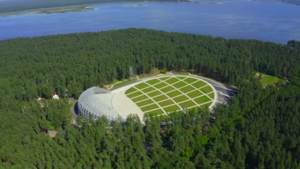 Riga Lettland Augusti 2020 Flygfoto Över Great Bandstand Mezaparks Riga — Stockvideo