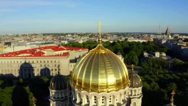 Vista Aérea Catedral Natividad Cristo Riga Letonia — Vídeos de Stock