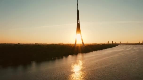 Riga Lettonia Agosto 2020 Vista Aerea Della Riga Radio Tower — Video Stock