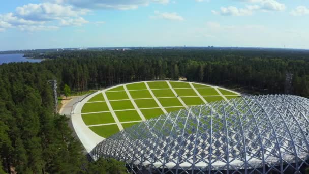 Riga Lettland Augusti 2020 Flygfoto Över Great Bandstand Mezaparks Riga — Stockvideo