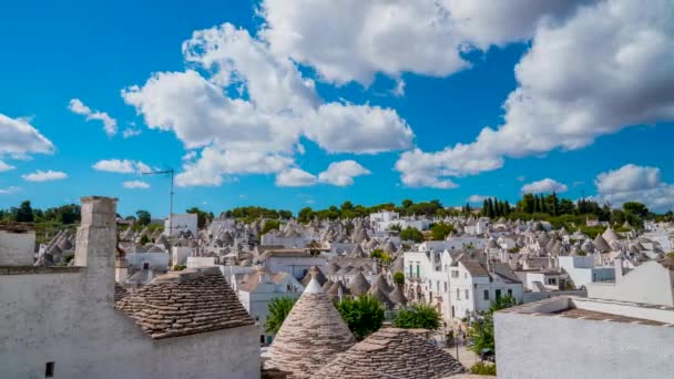 Talya Nın Puglia Bölgesindeki Bari Eyaletinin Arbelobello Kentindeki Geleneksel Trulli — Stok video