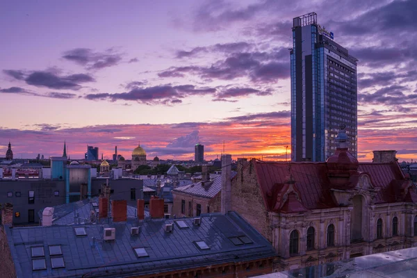 Riga Lettland August 2020 Epische Sonnenuntergänge Über Riga Der Hauptstadt — Stockfoto