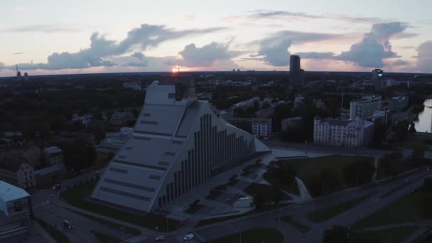 Riga Łotwa Sierpnia 2020 Piękny Widok Łotewskiej Biblioteki Narodowej Lub — Wideo stockowe