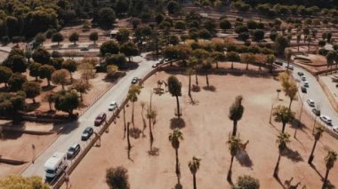 Doğal yaşam alanı Tanzanya 'da bir zürafa sürüsünün (Giraffa camelopardalis) havadan görünüşü