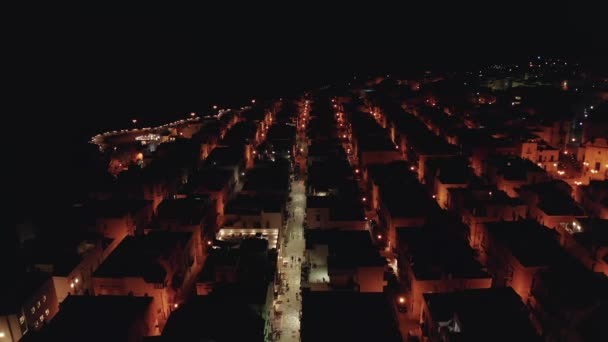 意大利Apulia的Polignano Mare空中夜景 — 图库视频影像
