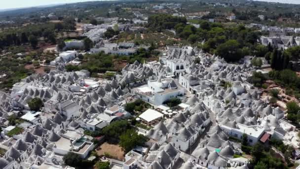 Beautiful Aerial View Traditional Trulli Houses Alberobello Province Bari Region — Stock Video