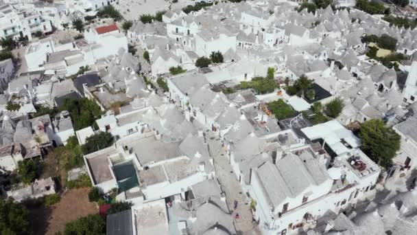 Beautiful Aerial View Traditional Trulli Houses Alberobello Province Bari Region — Stock Video