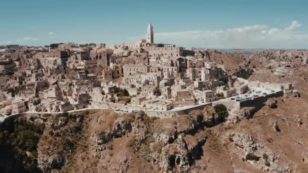 Veduta Aerea Panoramica Dell Antica Città Matera Sassi Matera Nella — Video Stock