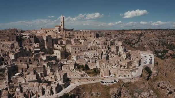 Veduta Aerea Panoramica Dell Antica Città Matera Sassi Matera Nella — Video Stock