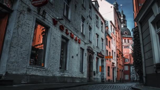 Riga Lettland August 2020 Zeitraffer Der Mittelalterlichen Architektur Der Altstadt — Stockvideo