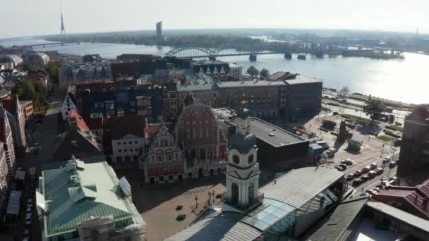 Belle Vue Aérienne Riga Haut Vue Sur Cathédrale Saint Pierre — Video