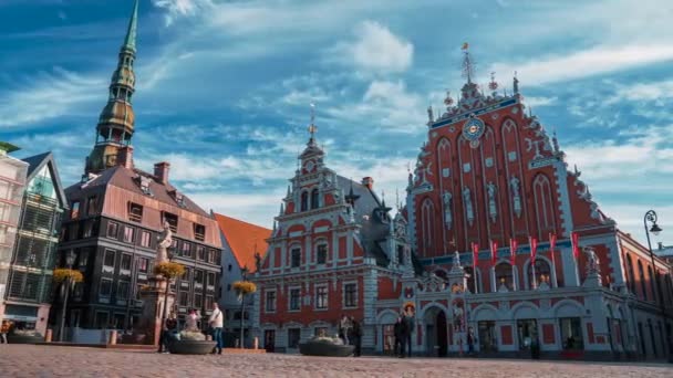 Ryga Łotwa Czerwca 2020 Roku Widok Timelapse Domu Blackheads Kościoła — Wideo stockowe