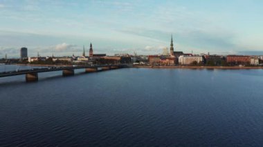 Letonya 'nın Riga şehrinde panoramik hava manzarası