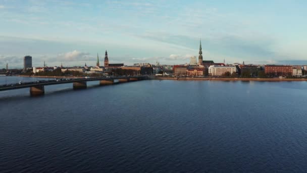 Panoramautsikt Över Gamla Stan Riga Lettland — Stockvideo