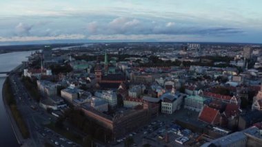 Letonya 'nın Riga şehrinde panoramik hava manzarası