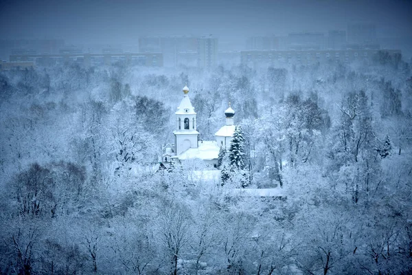 Зимова Казка Сніжному Місті — стокове фото