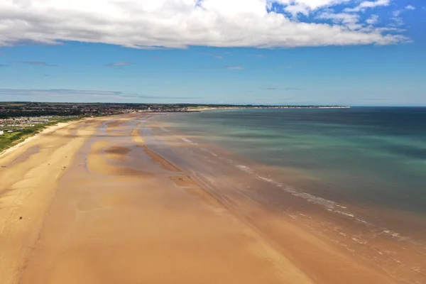 Immagine Aerea Drone Fraisthorpe Spiaggia Bridlington Città Sulla Costa Orientale — Foto Stock