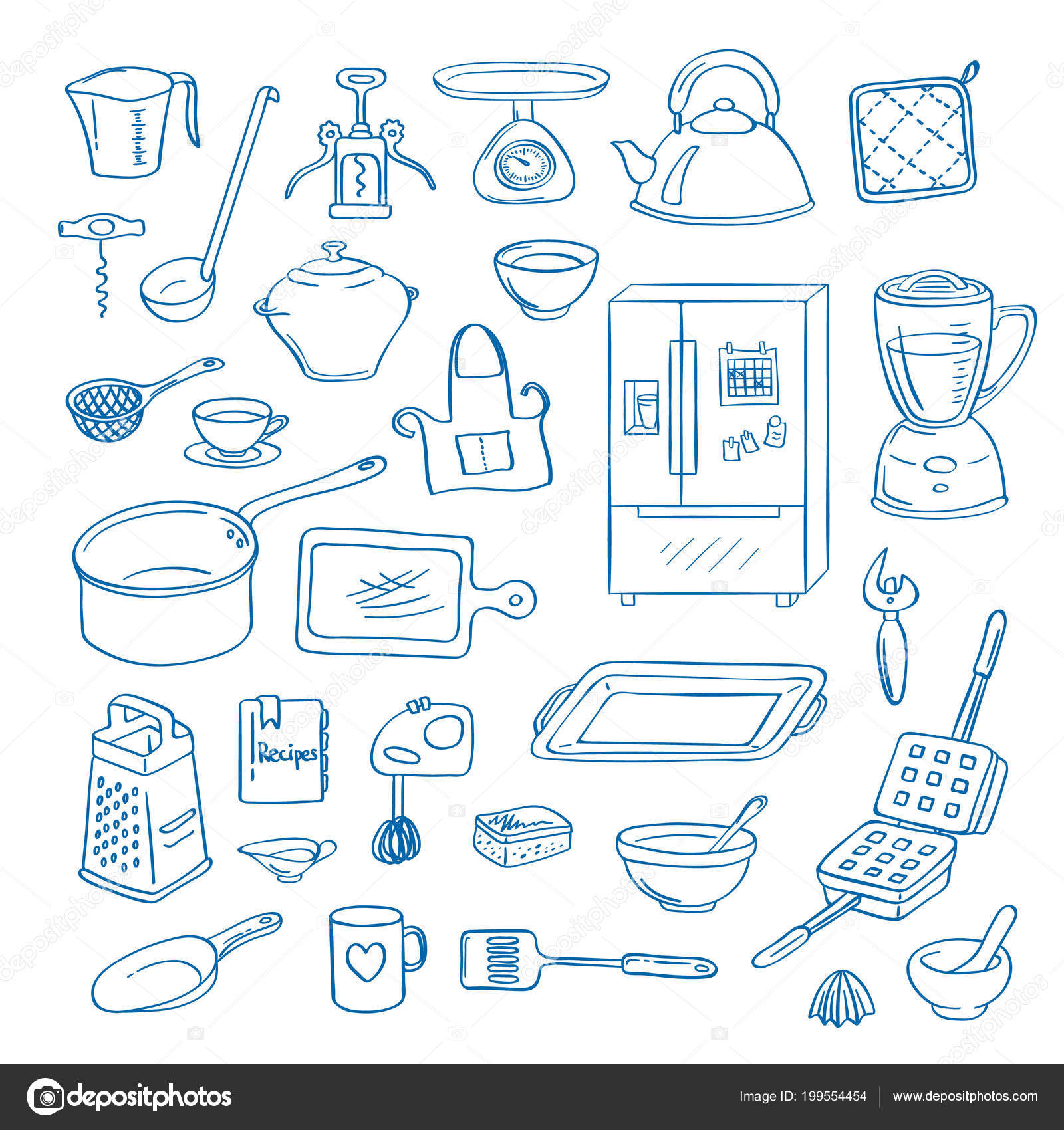 Kitchenware Icons Vector Set. Cute Kitchen Utensils Doodle Hand Drawn  Style. Royalty Free SVG, Cliparts, Vectors, and Stock Illustration. Image  76868584.
