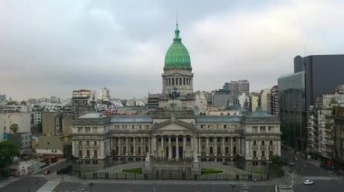 Arjantin Ulusal Kongresi Sarayı 'nın havadan drone görünümü. Buenos Aires.