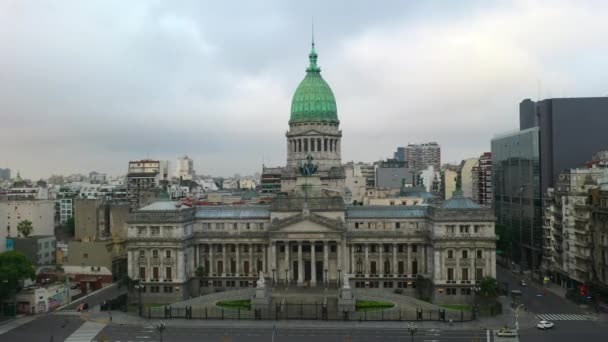 Vue aérienne par drone du Palais du Congrès national d'Argentine. Buenos Aires . — Video