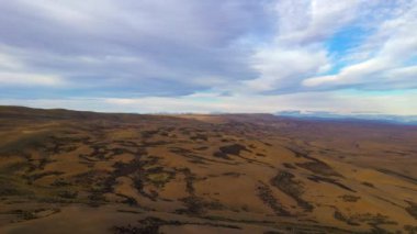 Patagonya, Arjantin, Güney Amerika Pampas peyzaj hava üst görünümü