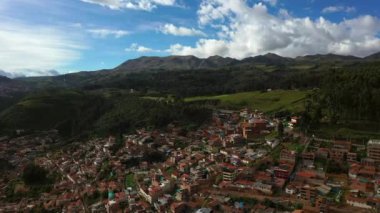 Eski bir şehir Cusco Hava drone görünümü-Inca uygarlığının başkenti. Peru, Güney Amerika.