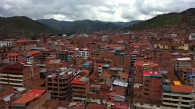 Eski bir şehir Cusco Hava drone görünümü-Inca uygarlığının başkenti. Peru, Güney Amerika.