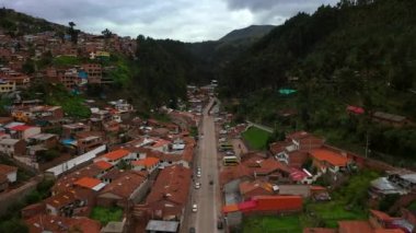 Eski bir şehir Cusco Hava drone görünümü-Inca uygarlığının başkenti. Peru, Güney Amerika.