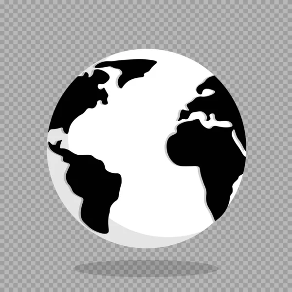 Vector Globe Earth Zwart Wit Kleur Geïsoleerd Transparante Achtergrond — Stockvector