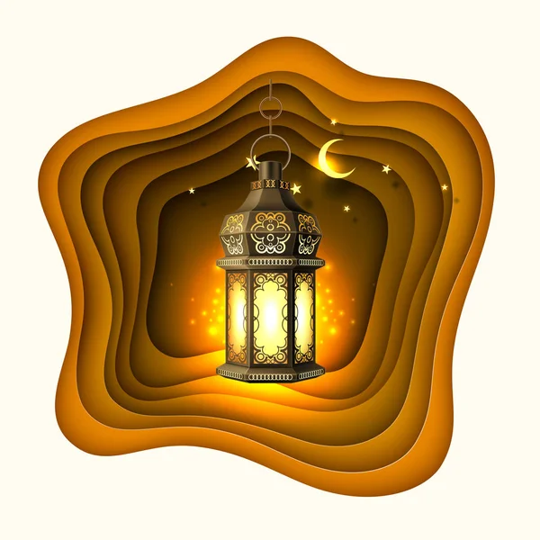 Vector ramadan kareem lantern realistic moon — Stock Vector