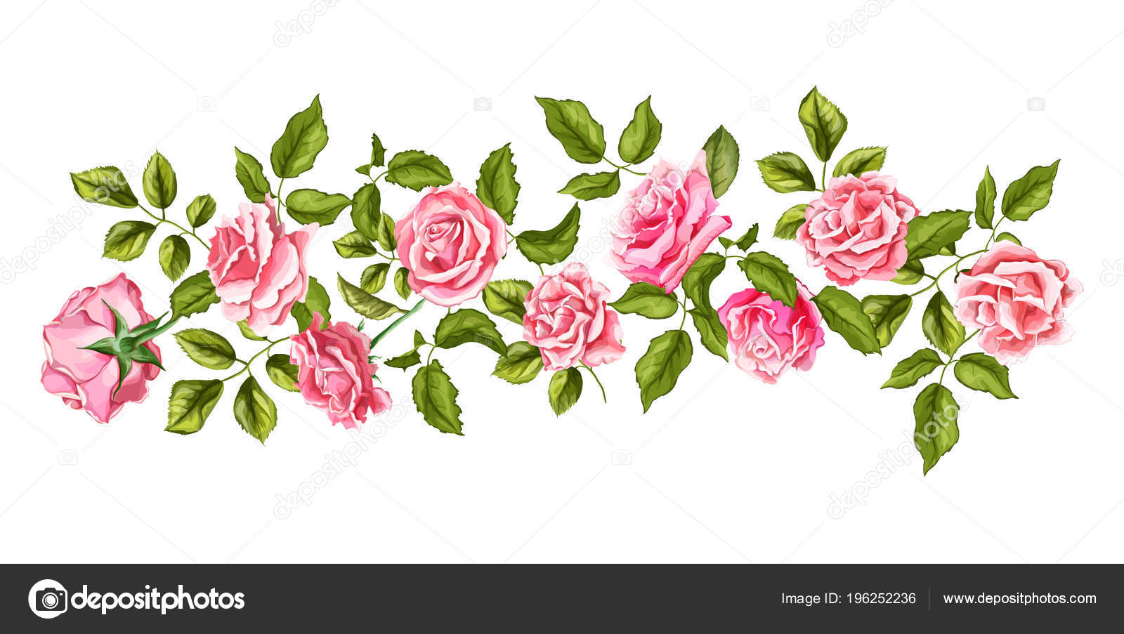 Rose Floral and Leaf Stencil