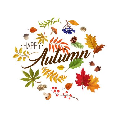 Vektör kroki sonbahar orman sembol seti