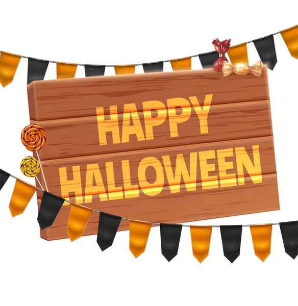 Vector realista bunting 3d bandeira halloween feriado —  Vetores de Stock