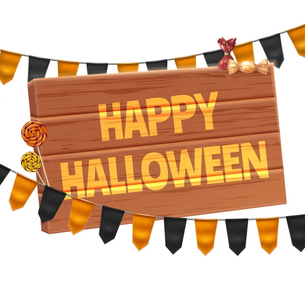 Vector happy halloween poster jack lantaarns gourn — Stockvector