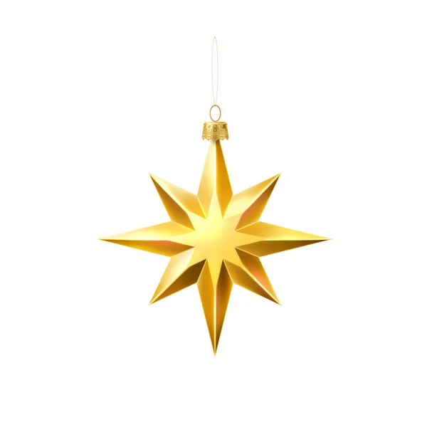 Vecteur arbre de Noël étoile dorée jouet réaliste — Image vectorielle