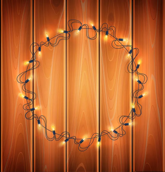 Vector Kerstverlichting, realistische garland een hout — Stockvector