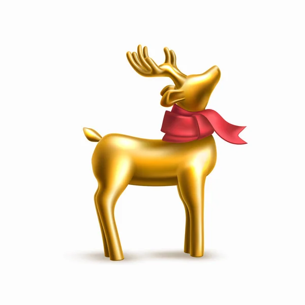 Vector christmas golden reindeer on purple frame — Stock Vector