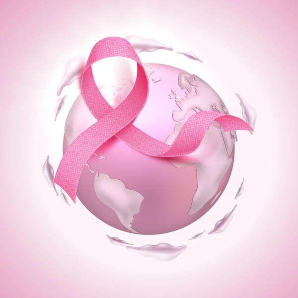 Affiche de sensibilisation au cancer du sein vecteur ruban rose — Image vectorielle